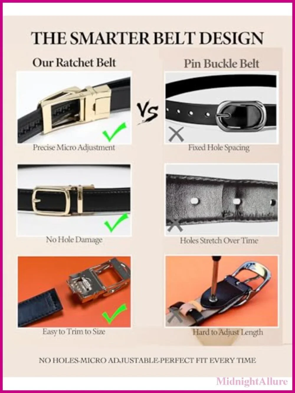 Skinny Ratchet Faux Leather Belts 2 Pack Adjustable Slim No-Holes Fit